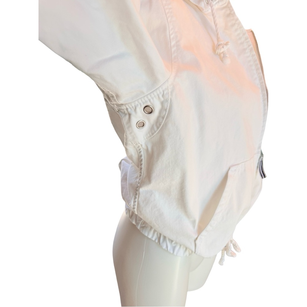 GAP White Hooded Zip Canvas Coastal Sailing Boating Jacket Sz L - Picture 4 of 9